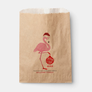 Cute Christmas flamingos and typography Favour Bag