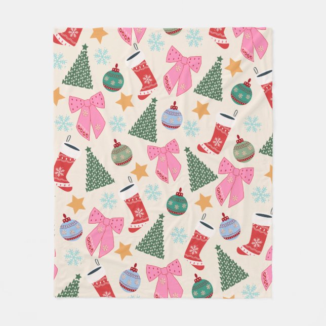 Cute Christmas Fleece Blanket (Front)