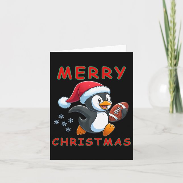 Cute Christmas Football Penguin  Card (Front)