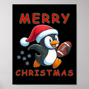Cute Christmas Football Penguin  Poster