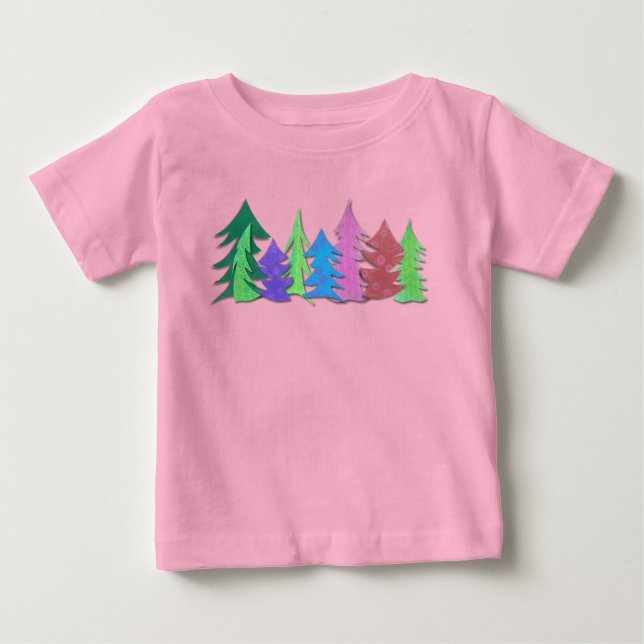 Cute Christmas Forest Colourful Baby T-Shirt (Front)
