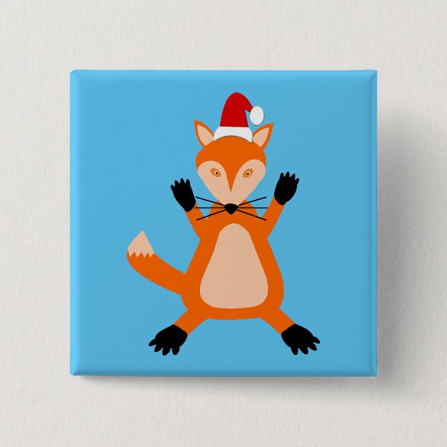 Cute Christmas Fox 15 Cm Square Badge (Front)