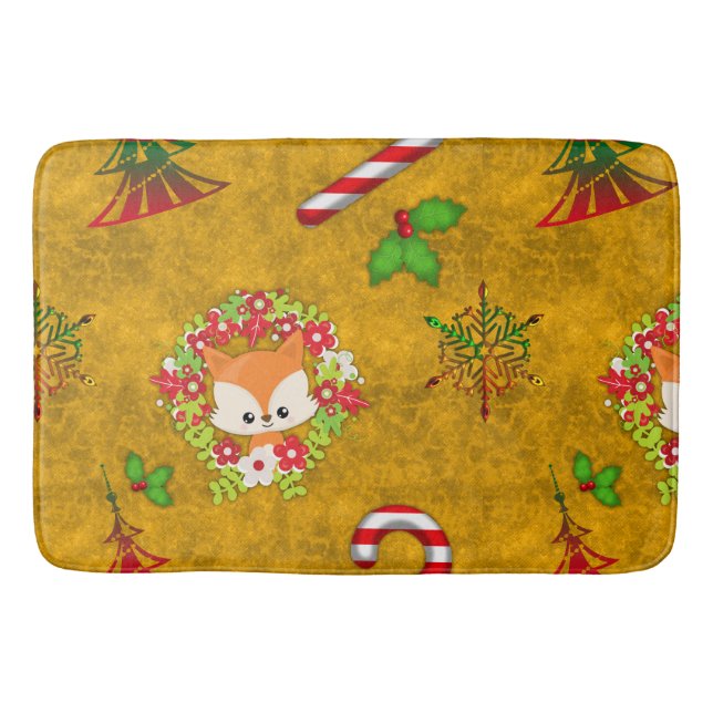 Cute Christmas Fox Bath Mat (Front)