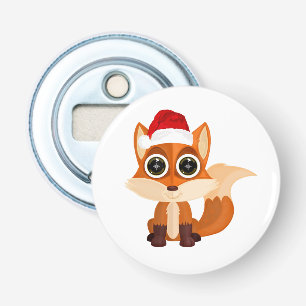 Cute Christmas Fox Cartoon Holiday Animal Festive  Bottle Opener