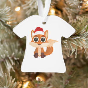 Cute Christmas Fox Cartoon Holiday Animal Festive Ornament