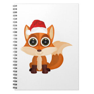 Cute Christmas Fox Cartoon Kawaii Animal Festive Notebook
