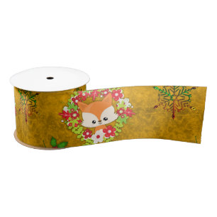 Cute Christmas Fox Christmas Satin Ribbon