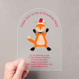 Cute Christmas Fox Custom Acrylic Invitations