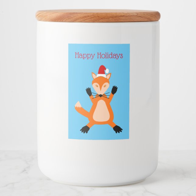 Cute Christmas Fox Custom Food Label (Front)