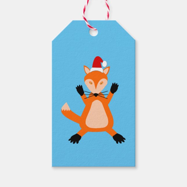 Cute Christmas Fox Custom Gift Tags (Front)