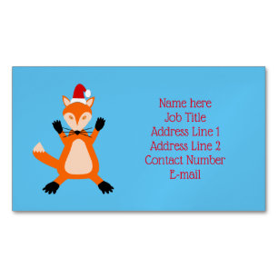Cute Christmas Fox Custom Magnetic Business Card