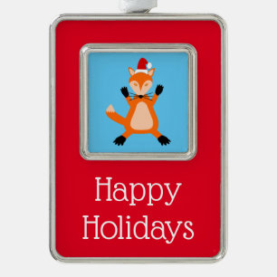 Cute Christmas Fox Custom Silver Plated Framed Ornament