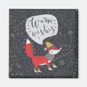 Cute Christmas Fox Illustrated Fox Art Cute Fox Pi Magnet