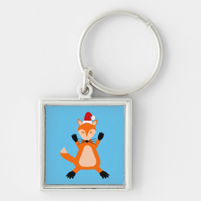 Cute Christmas Fox Key Ring (Front)