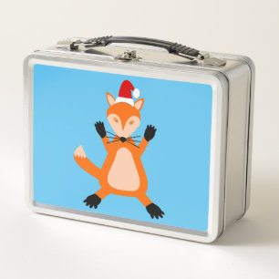 Cute Christmas Fox Metal Lunch Box