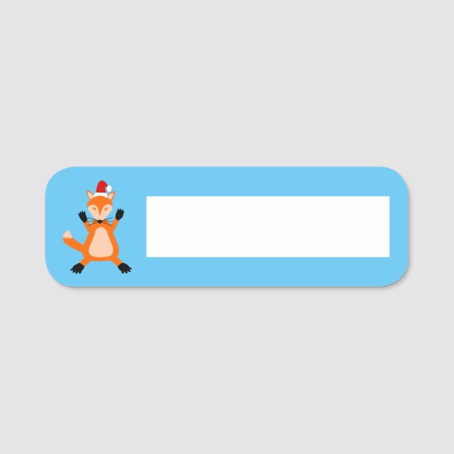 Cute Christmas Fox Name Tag (Front)
