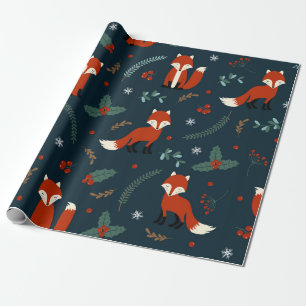 Cute Christmas Fox Pattern Wrapping Paper