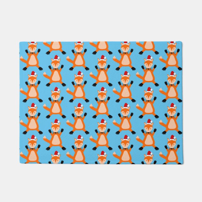 Cute Christmas Fox Patterned Doormat (Front)