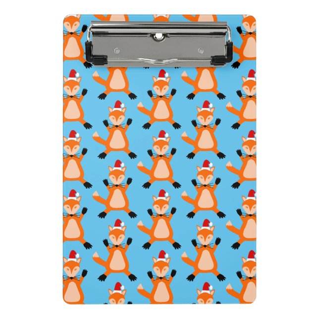Cute Christmas Fox Patterned Mini Clipboard (Front)