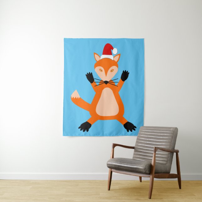 Cute Christmas Fox Tapestry (In Situ)