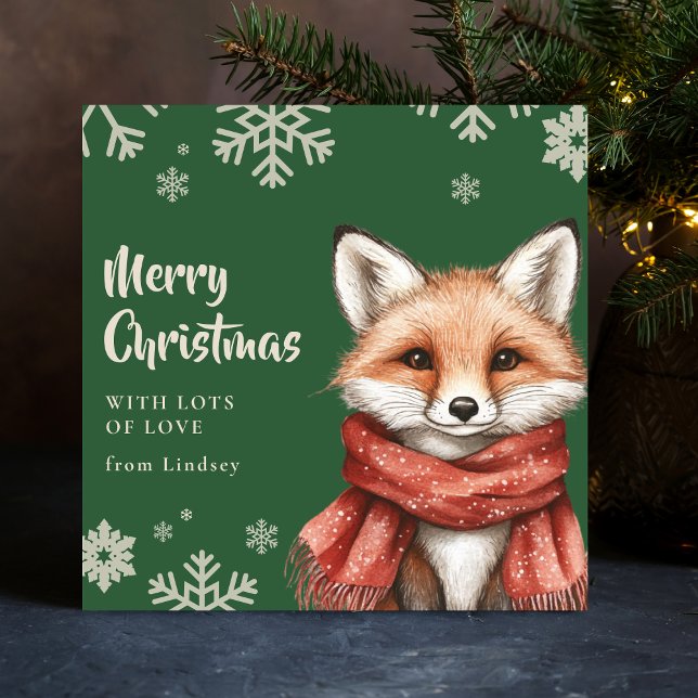 Cute Christmas Fox with Scarf Holiday Card (Cute Christmas Fox with Scarf Holiday Card)