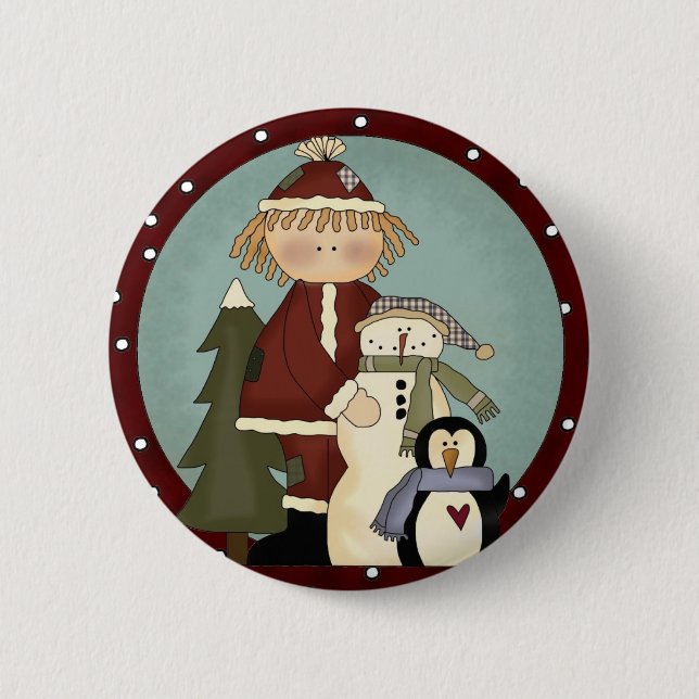 Cute Christmas Friends 6 Cm Round Badge (Front)