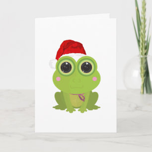 Cute Christmas Frog Holiday Card on Solid White
