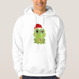 Cute Christmas Frog Santa Hat Festive Cosy Holiday Hoodie
