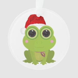 Cute Christmas Frog Santa Hat Festive Holiday Ornament