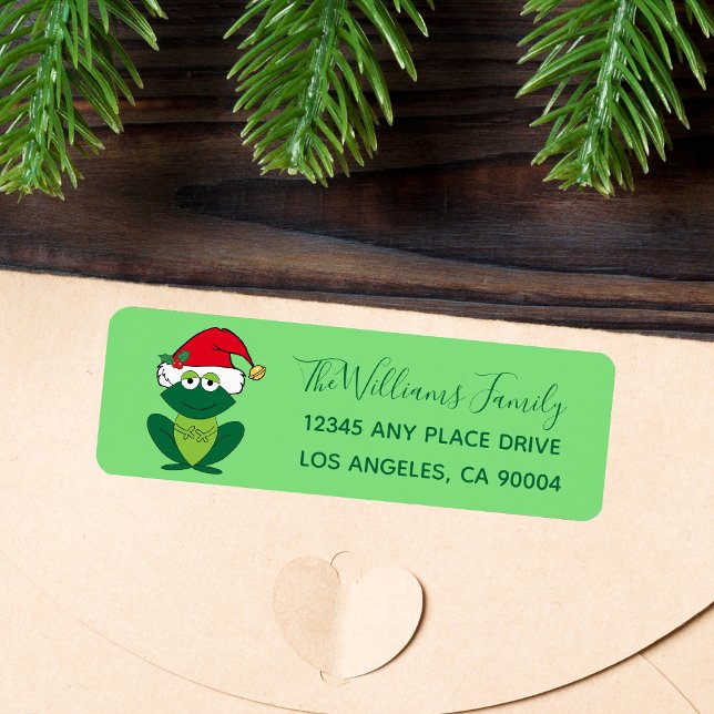 Cute Christmas Frog Santa Hat Return Address Label (Creator Uploaded)