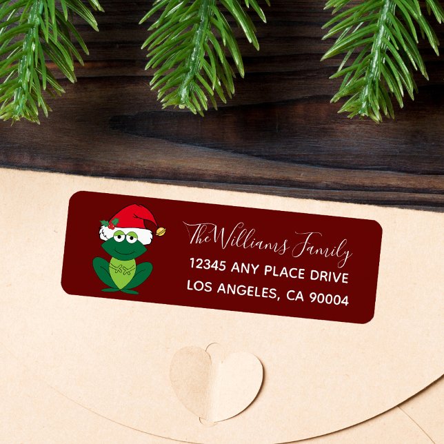 Cute Christmas Frog Santa Return Address Label (Creator Uploaded)
