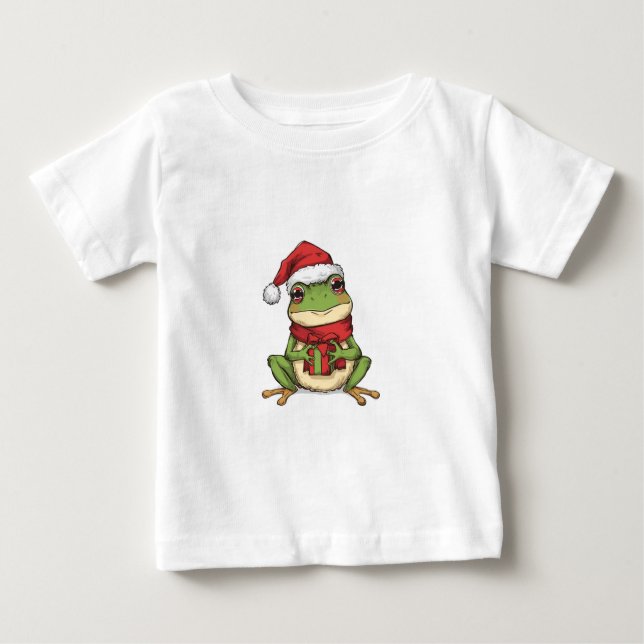 Cute Christmas Frog Sweater - Santa Frog Holding G (Front)