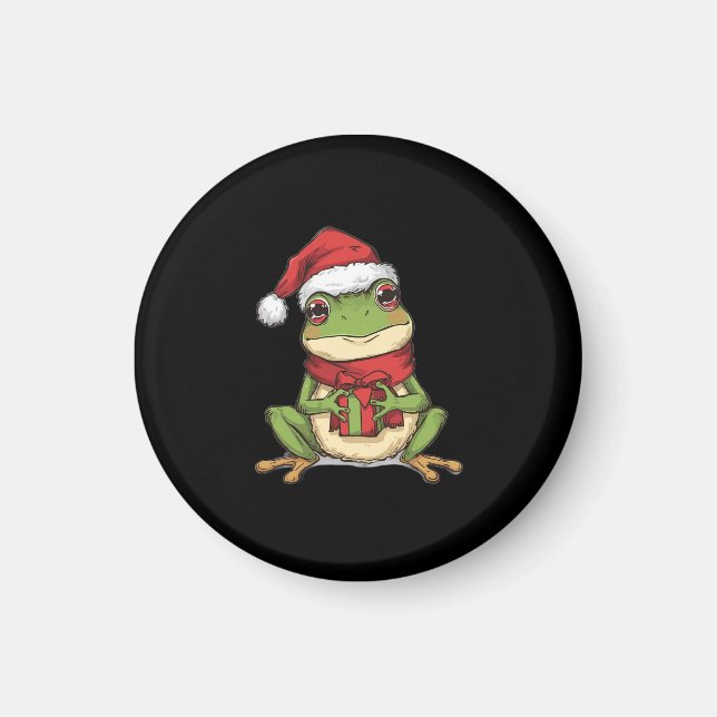 Cute Christmas Frog Sweater - Santa Frog Holding G Magnet (Front)