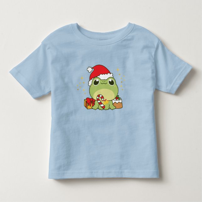 Cute Christmas Frog Toddler T-Shirt (Front)