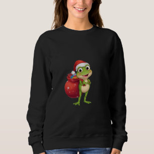 Cute Christmas Frog with Gift Bag - Santa Frog Hol Sweatshirt