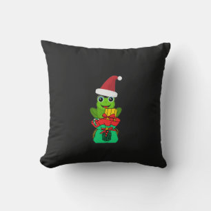 Cute Christmas Frog with Gifts _ Funny Holiday  Cushion