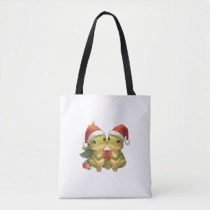 Cute Christmas Frogs Holding Gifts Adorable Holid Tote Bag