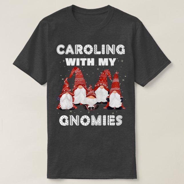Cute Christmas Garden Gnomes Funny  T-Shirt (Design Front)