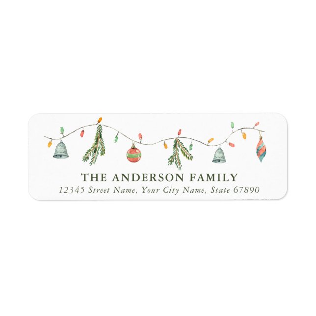 Cute Christmas Garland Return Address Labels (Front)