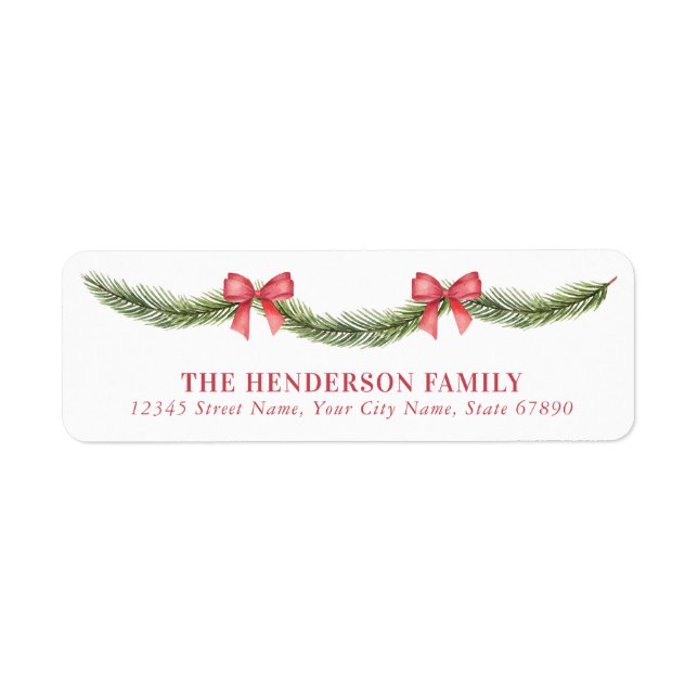 Cute Christmas Garland Return Address Labels (Front)