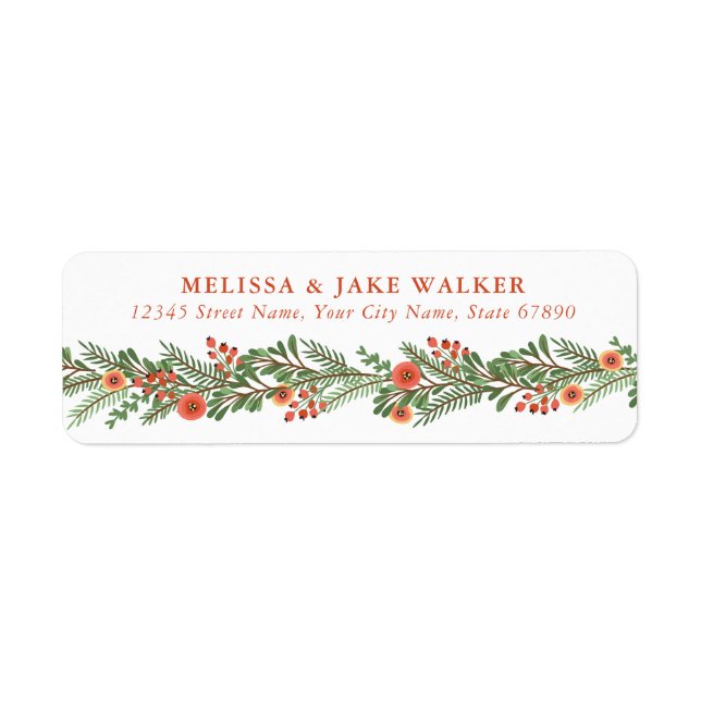 Cute Christmas Garland Return Address Labels (Front)