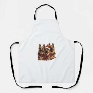 Cute Christmas German Shepherd Dogs Santa Hat Holi Apron