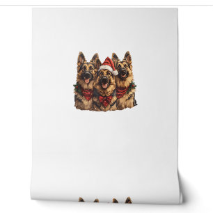 Cute Christmas German Shepherd Dogs Santa Hat Holi Wallpaper