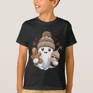 Cute Christmas Ghost Coffee Gingerbread Boojee Xma T-Shirt
