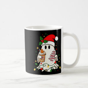 Cute Christmas Ghost Coffee Tree Cake Xmas Lights Coffee Mug