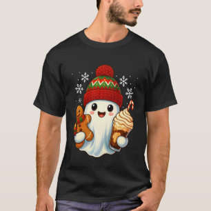 Cute Christmas Ghost Gingerbread Coffee Holiday Wi T-Shirt
