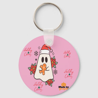 Cute Christmas Ghost Mug | Holiday Gingerbread & P Key Ring