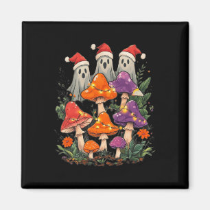 Cute Christmas Ghost Mushroom Cottagecore Boho Des Magnet