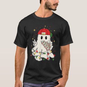 Cute Christmas Ghost Tree Cake Funny Xmas Kids Wom T-Shirt