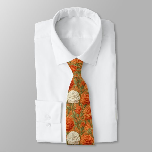 Cute Christmas Gift For Dad Carnation Flower Tie (Tied)